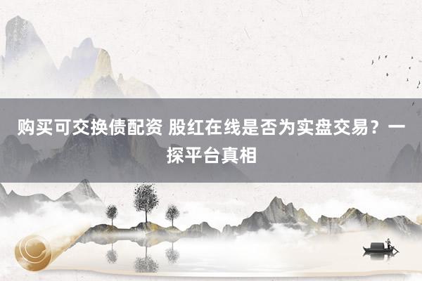 购买可交换债配资 股红在线是否为实盘交易？一探平台真相